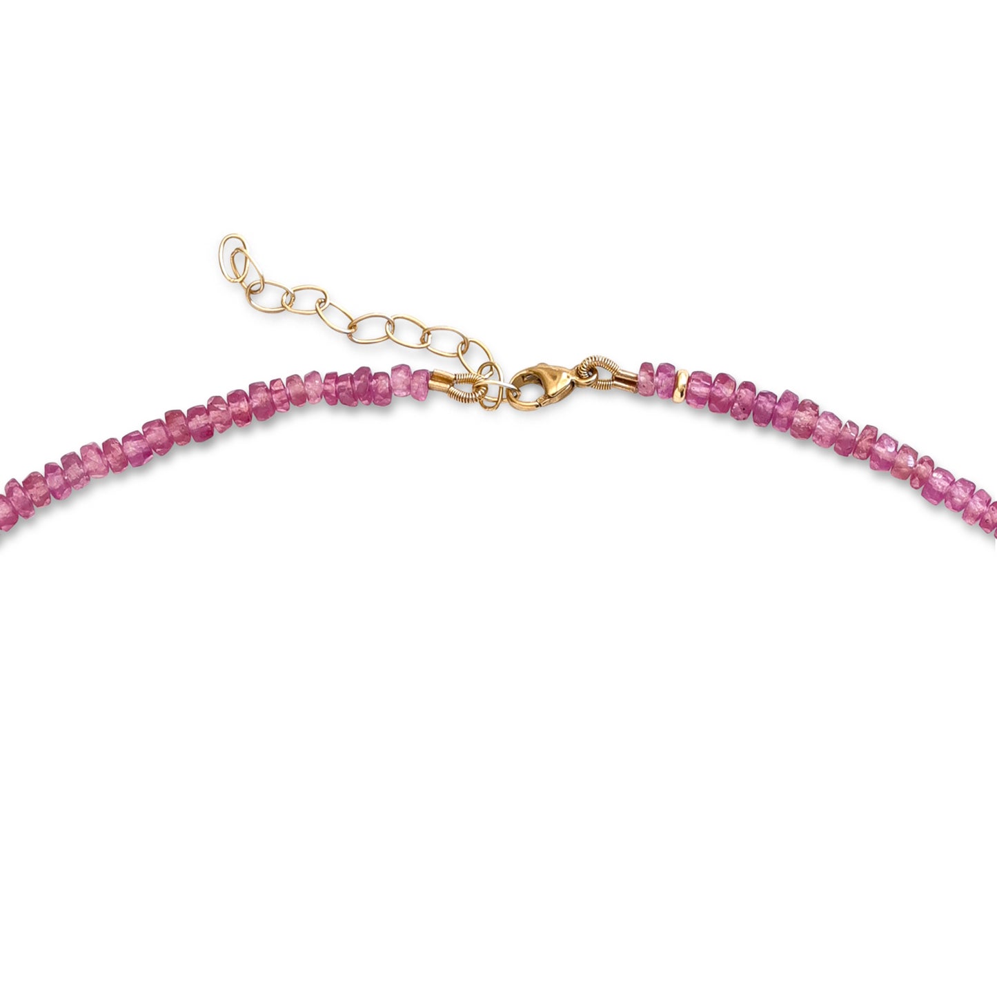 Pink Sapphire Gold Bead Necklace