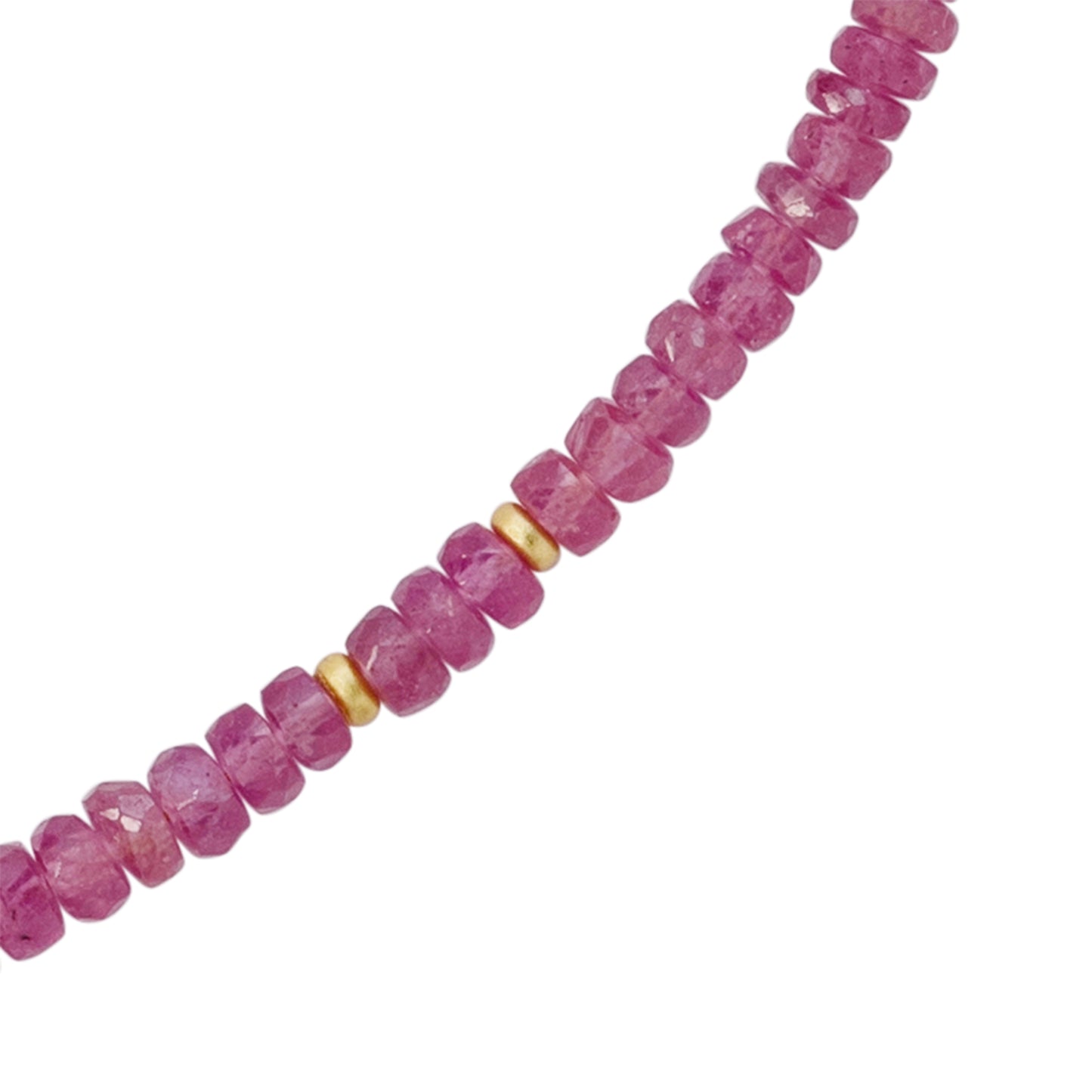 Pink Sapphire Gold Bead Necklace