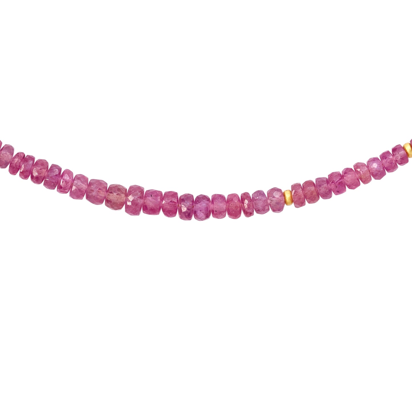 Pink Sapphire Gold Bead Necklace
