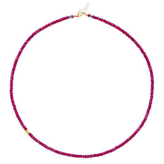 Birthstone July Ruby Necklace 14K Gold