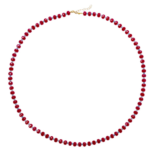 Jumbo Ruby Aquamarine Necklace 18K Gold