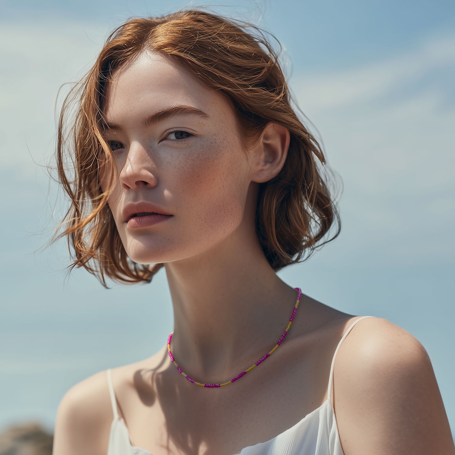 Ruby Gold Coil Station Necklace
