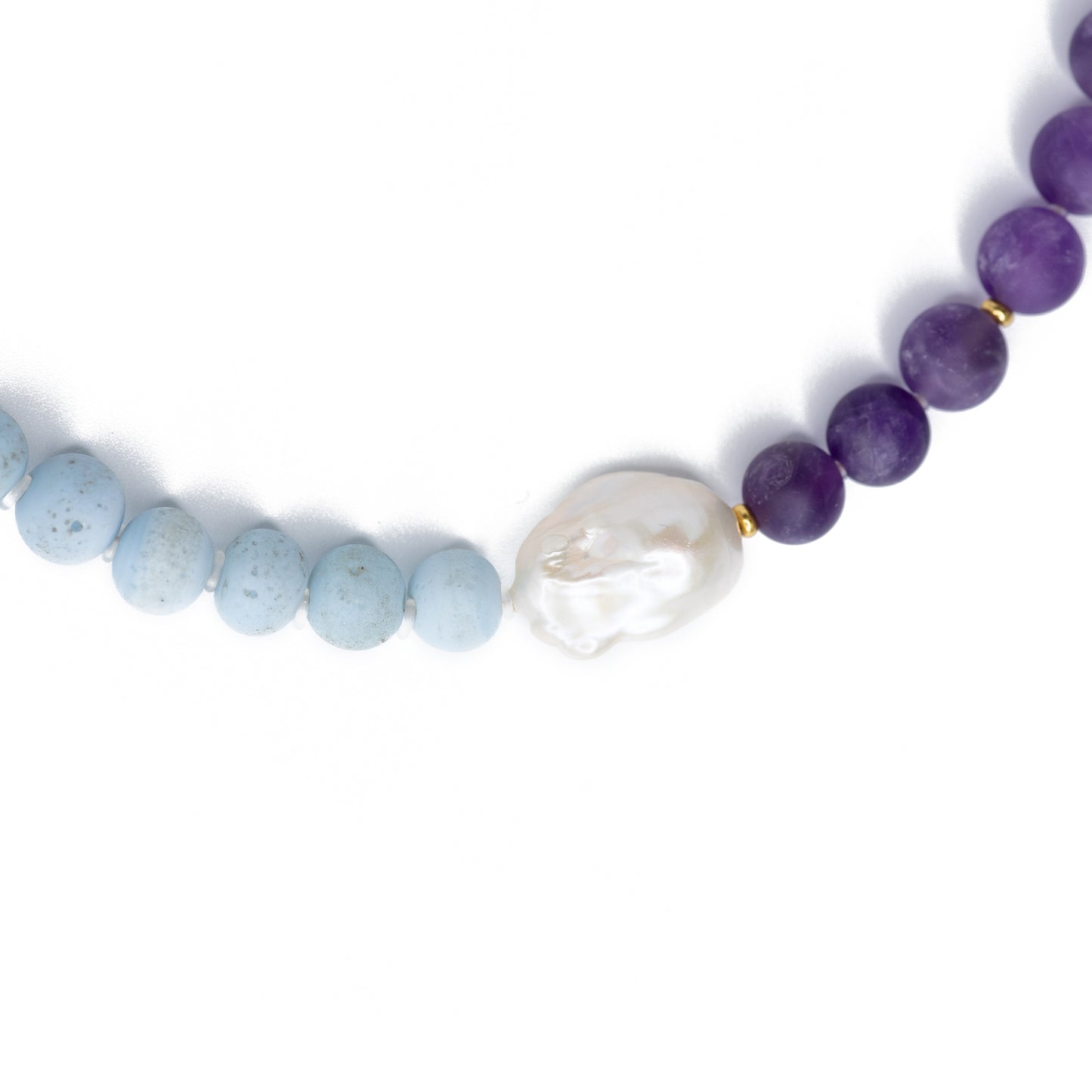 The Seaside Necklace - Pearl Chalcedony Gold Necklace