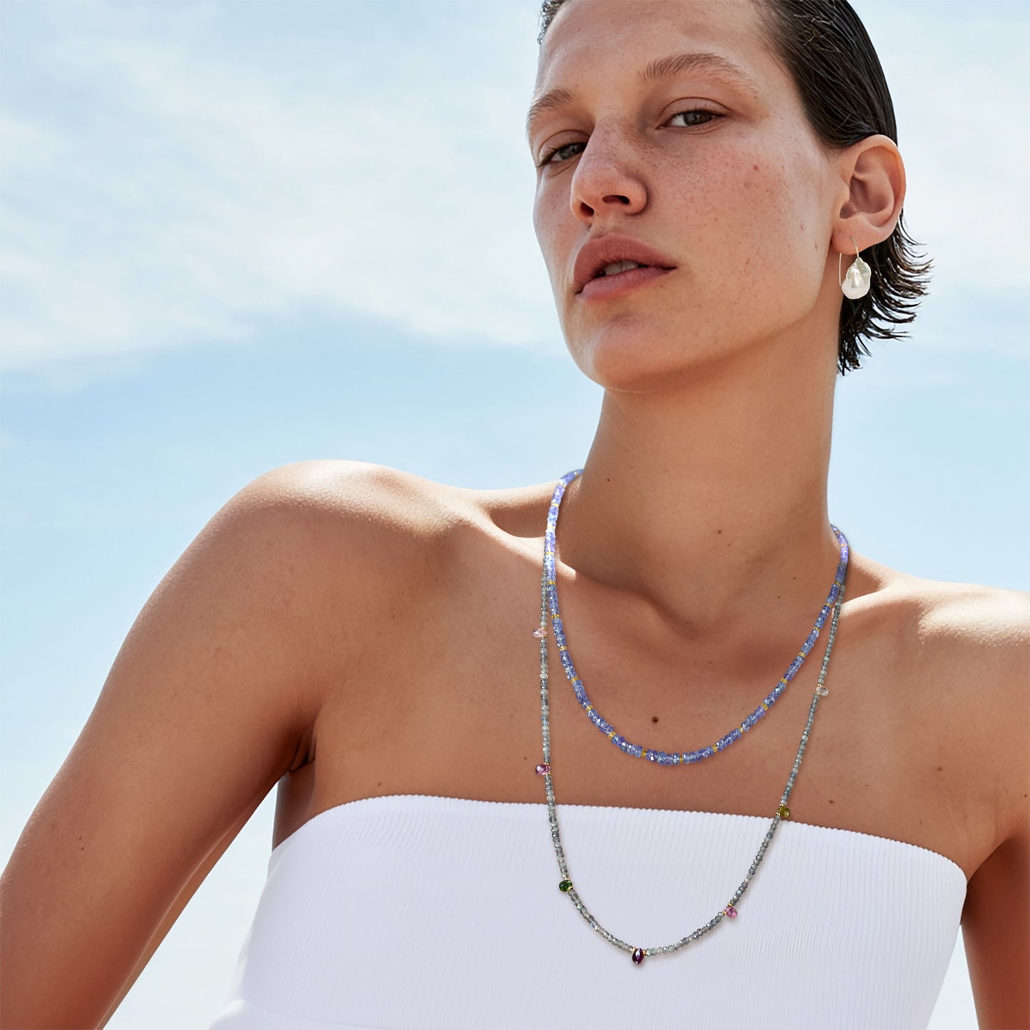 Tanzanite Citrine Station Necklace