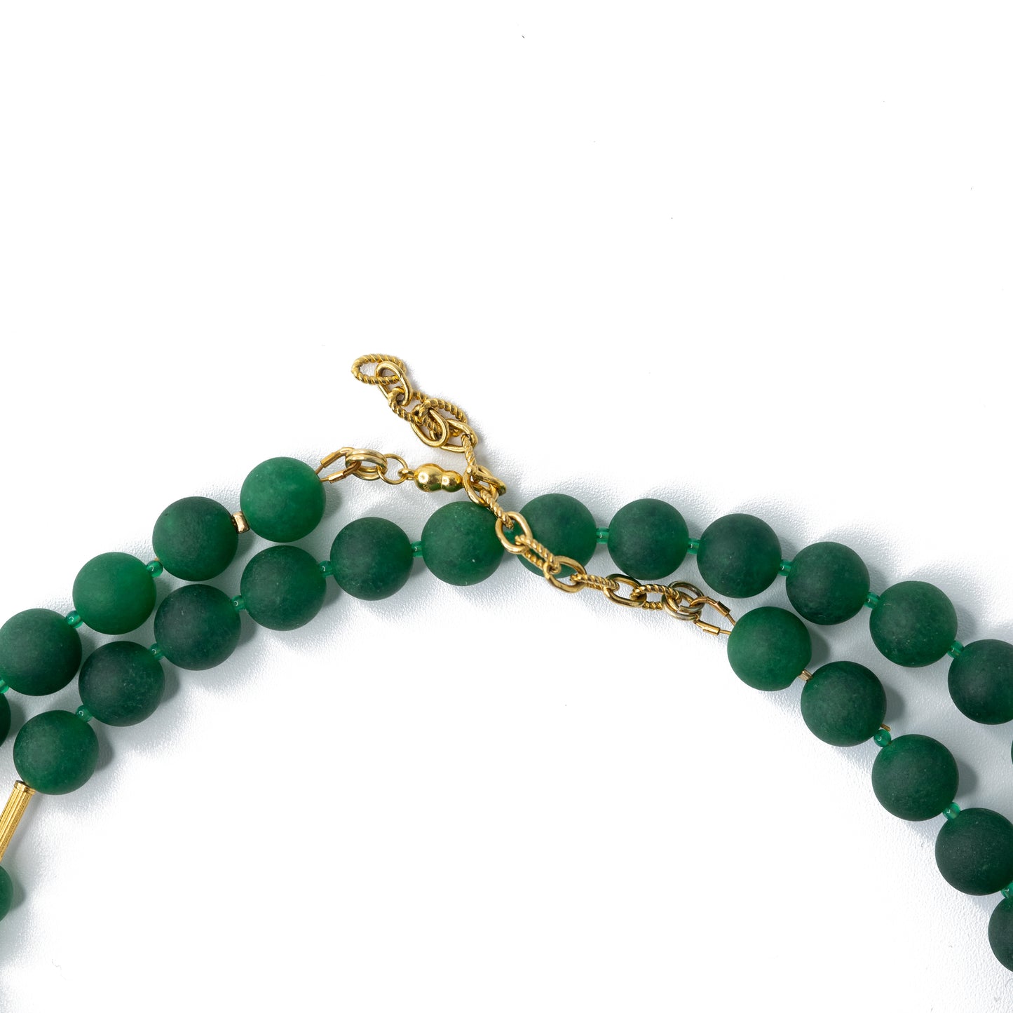 The Poet's Garden Green Chalcedony Beads and Gold Necklace