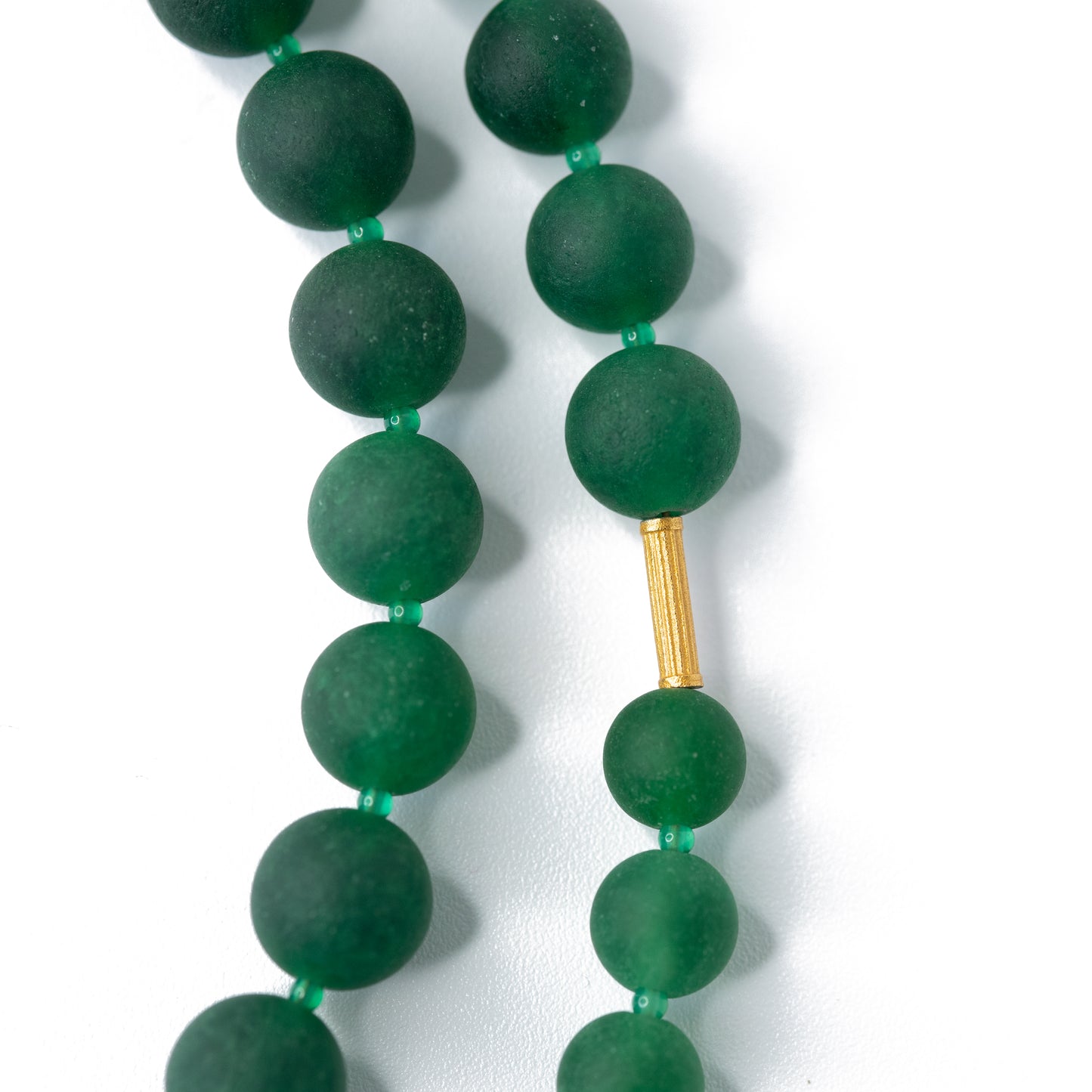 The Poet's Garden Green Chalcedony Beads and Gold Necklace