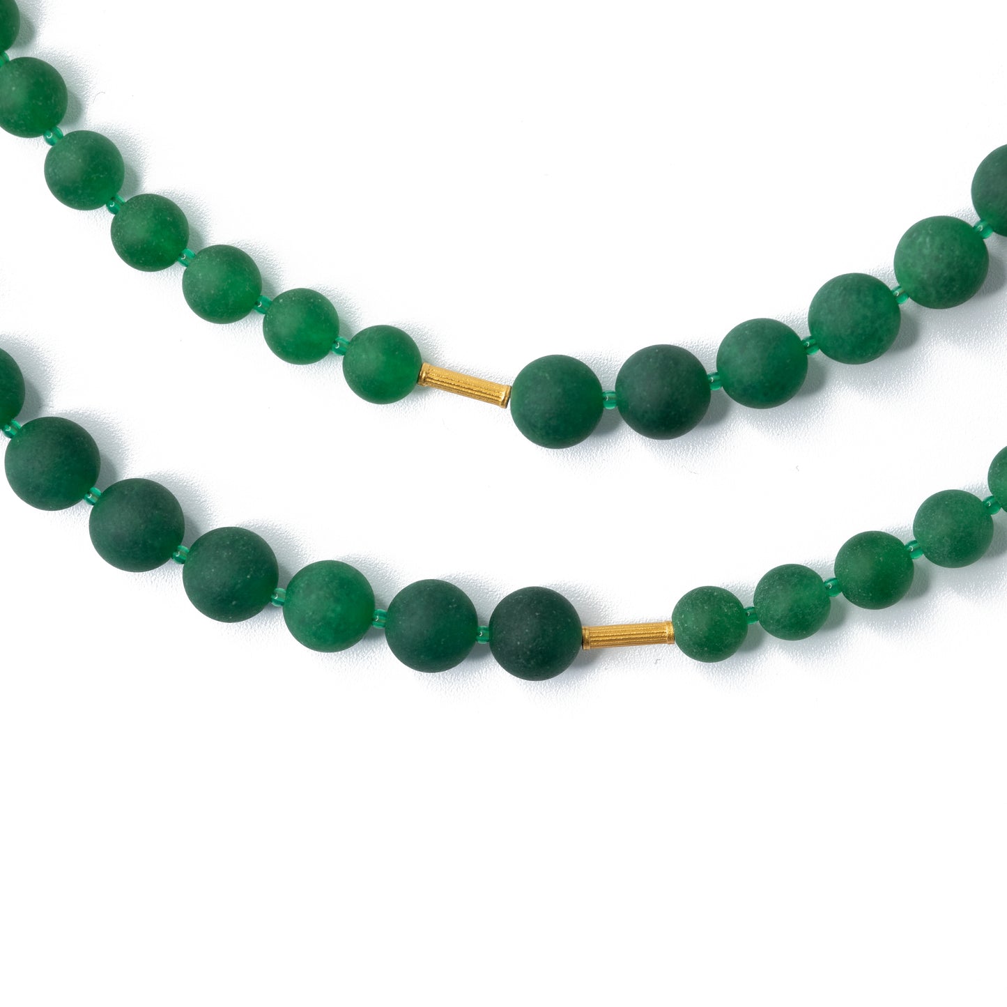 The Poet's Garden Green Chalcedony Beads and Gold Necklace