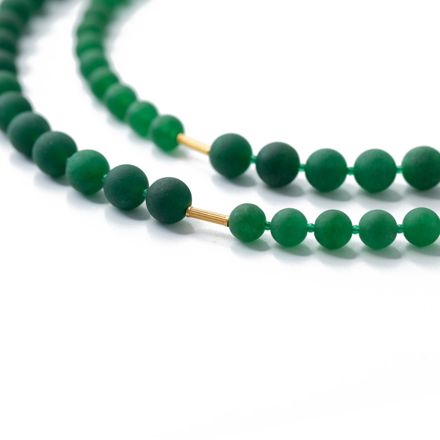 The Poet's Garden Green Chalcedony Beads and Gold Necklace