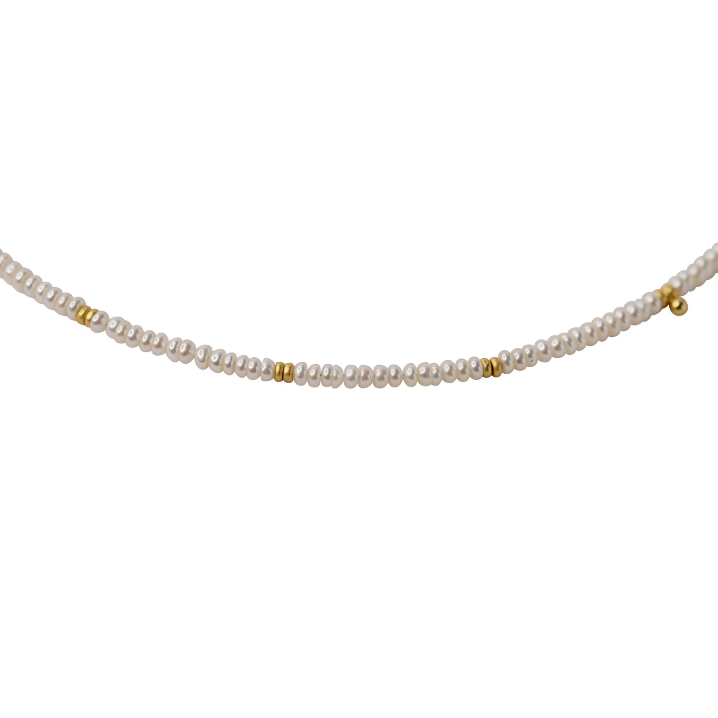 Tiny Pearl Gold Station Necklace