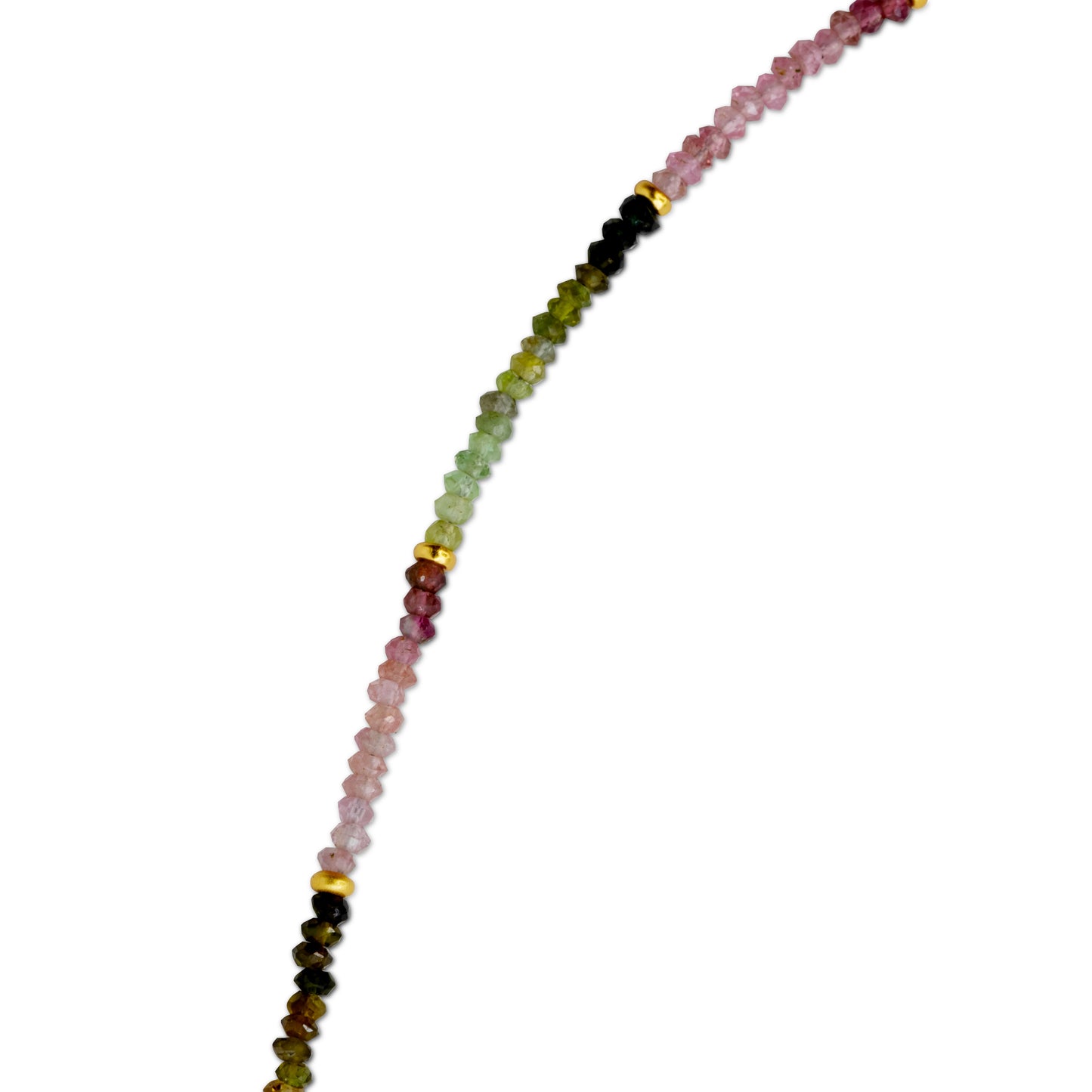 Tiny Rainbow Tourmaline Ombre Gold Bead Long Necklace