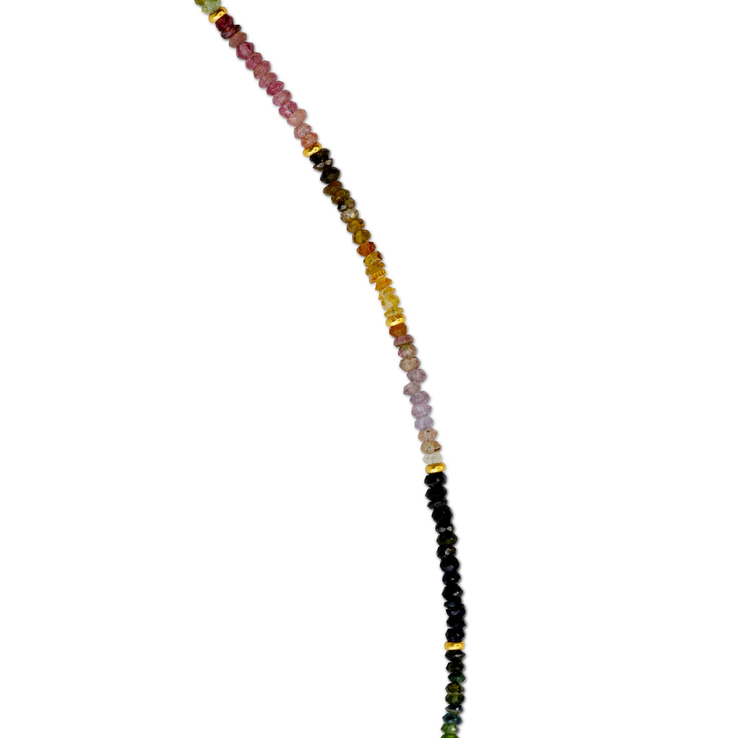 Tiny Rainbow Tourmaline Ombre Gold Bead Long Necklace