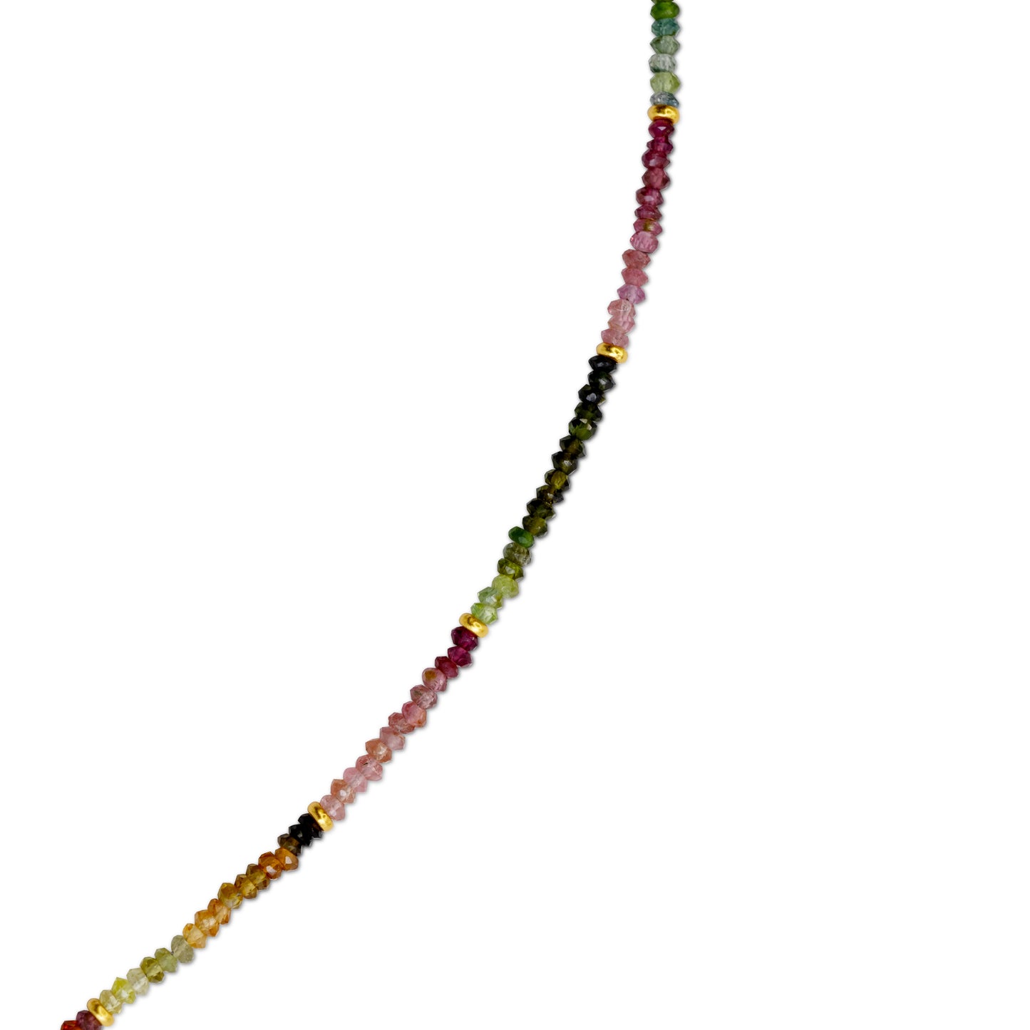 Tiny Rainbow Tourmaline Ombre Gold Bead Long Necklace