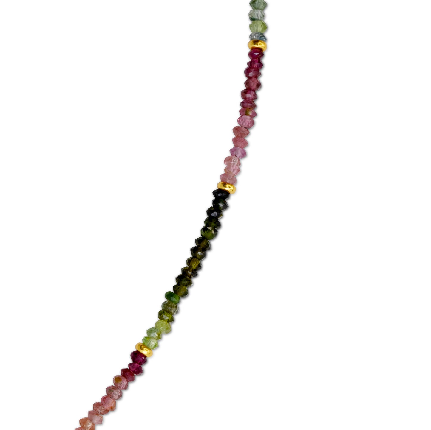 Tiny Rainbow Tourmaline Ombre Gold Bead Long Necklace