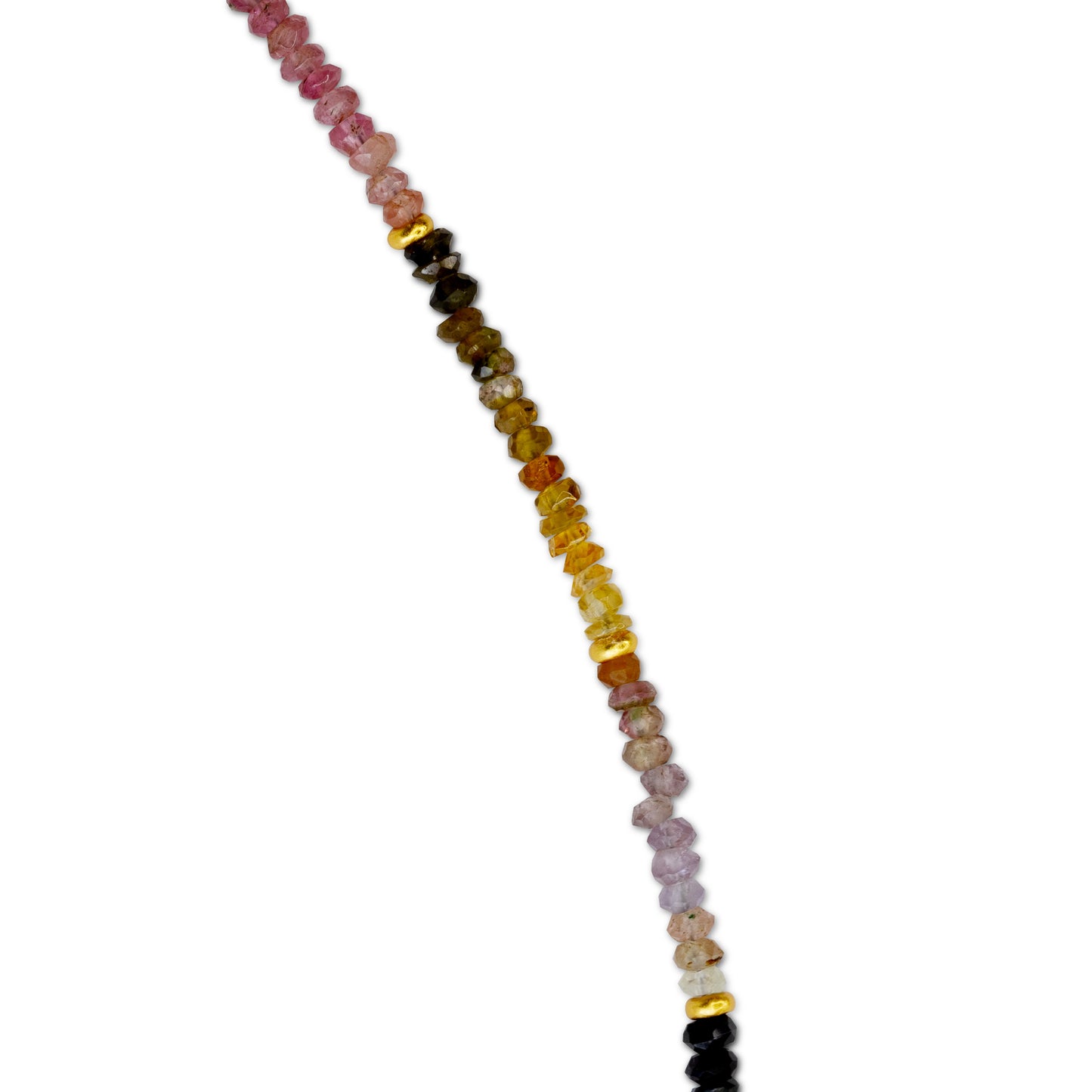 Tiny Rainbow Tourmaline Ombre Gold Bead Long Necklace
