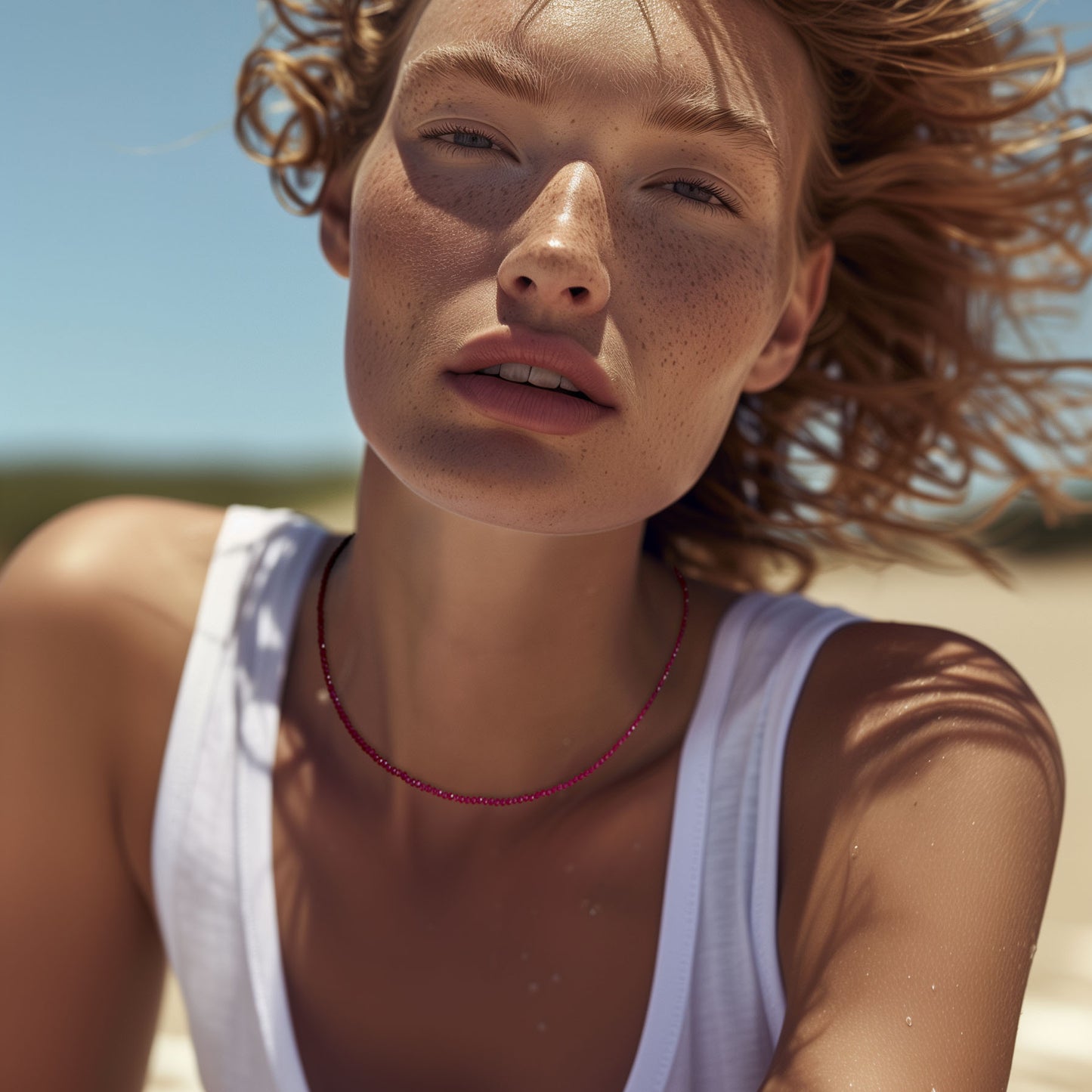 Tiny Ruby 14K Gold Necklace