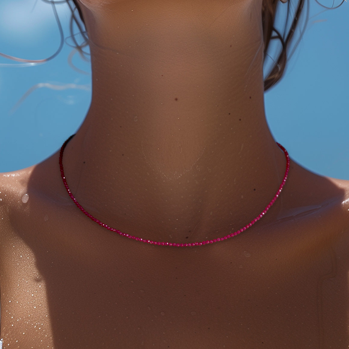 Tiny Ruby 14K Gold Necklace