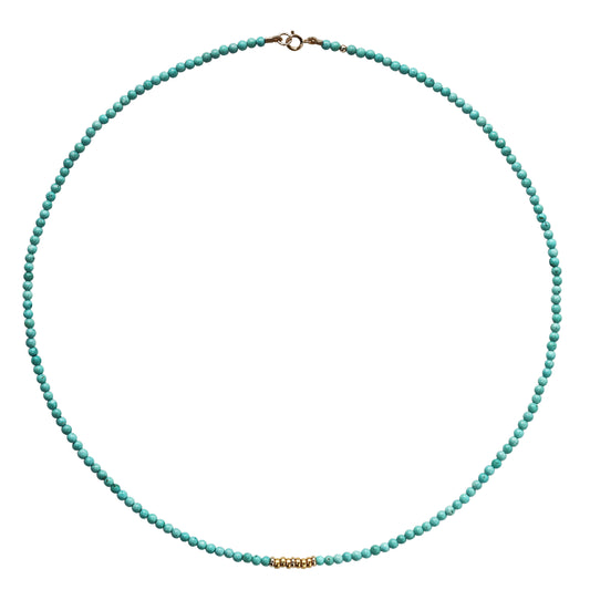 Tiny Turquoise Gold Cluster Necklace