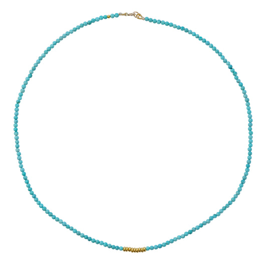 Tiny Turquoise 14K Gold Necklace