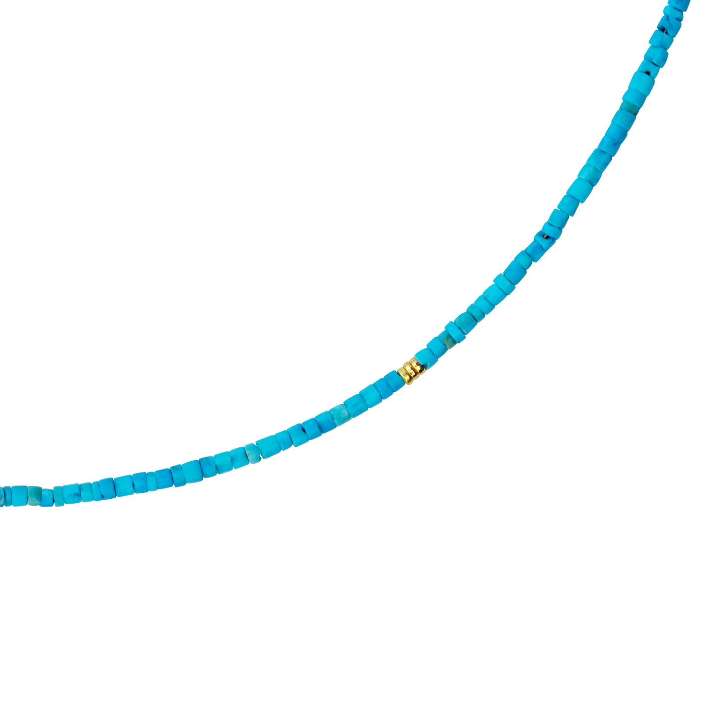 Tiny Turquoise Tube 18k Gold Necklace