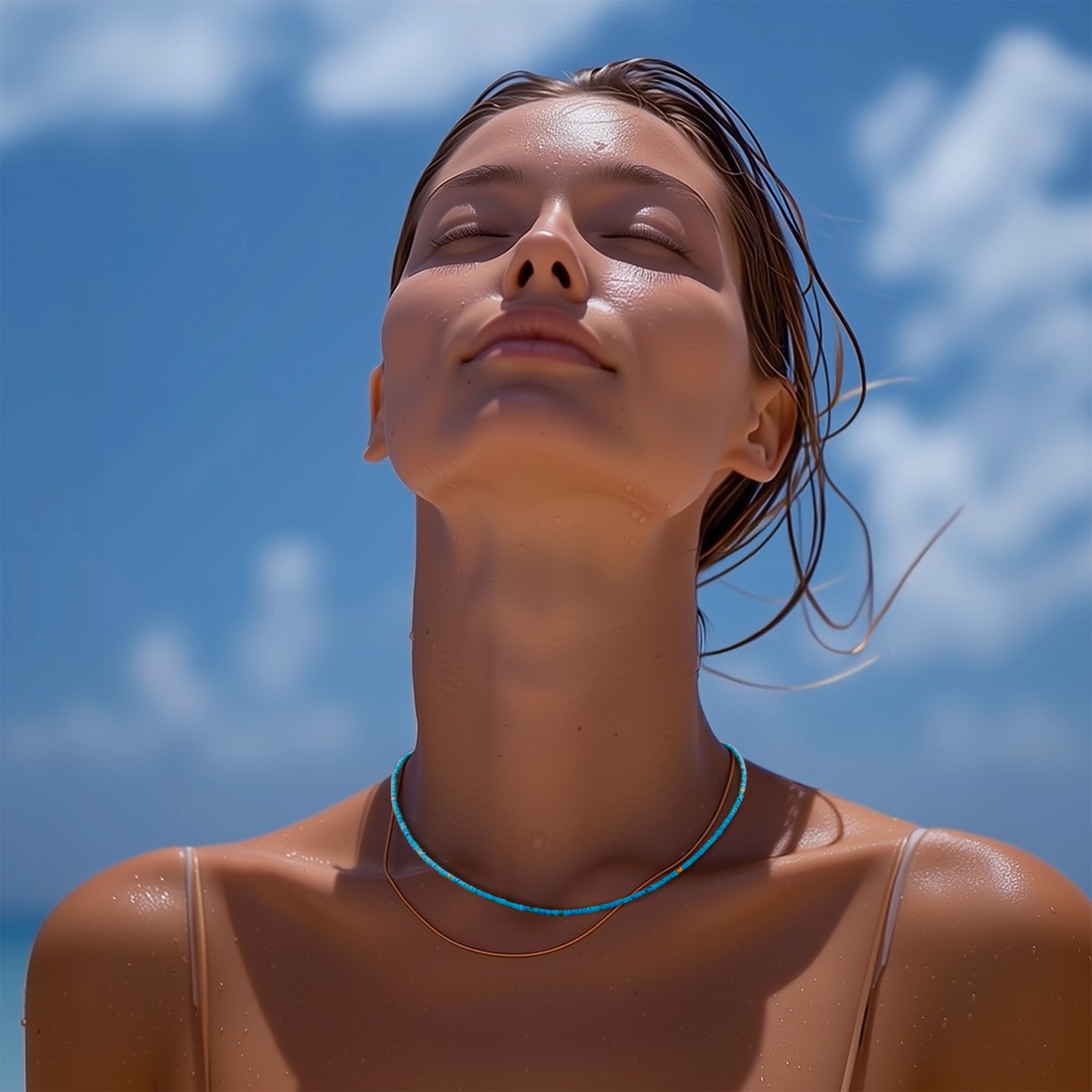 Tiny Turquoise Tube 18k Gold Necklace