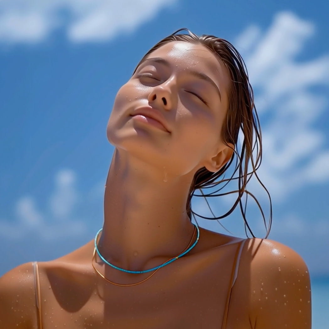 Tiny Turquoise Tube 18k Gold Necklace