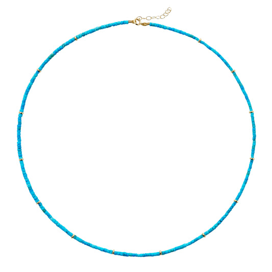 Tiny Turquoise Tube 18k Gold Necklace II