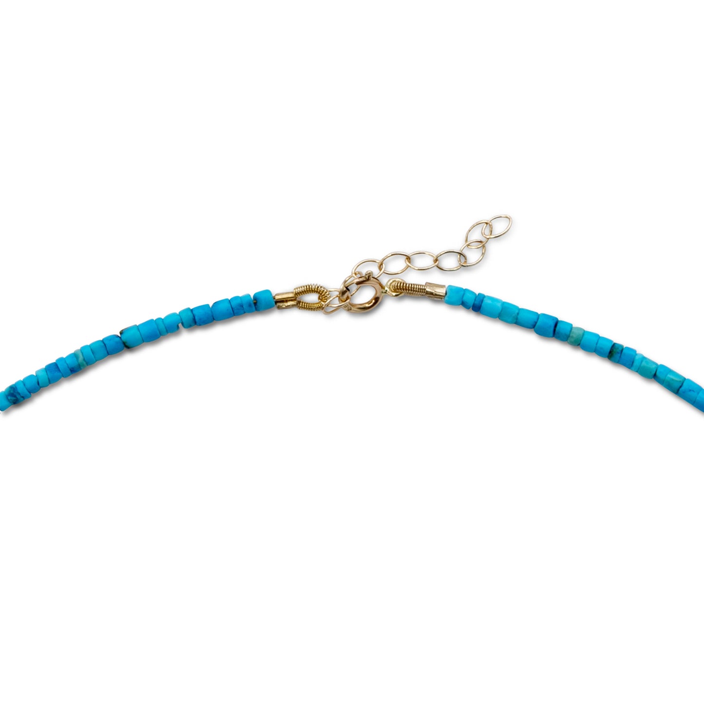 Tiny Turquoise Tube Gold Bead Necklace