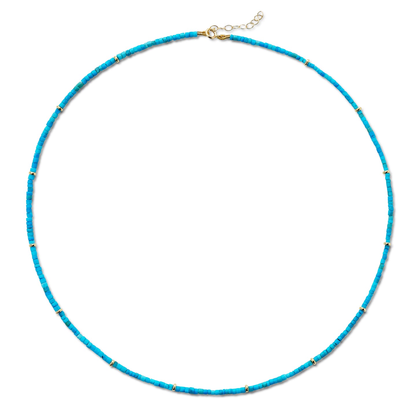 Tiny Turquoise Tube Gold Station Necklace