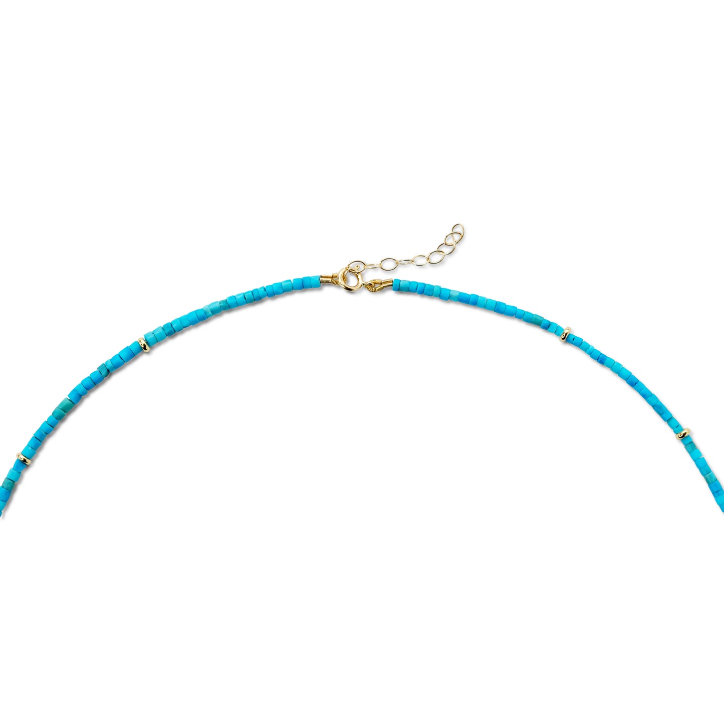 Tiny Turquoise Tube Gold Station Necklace