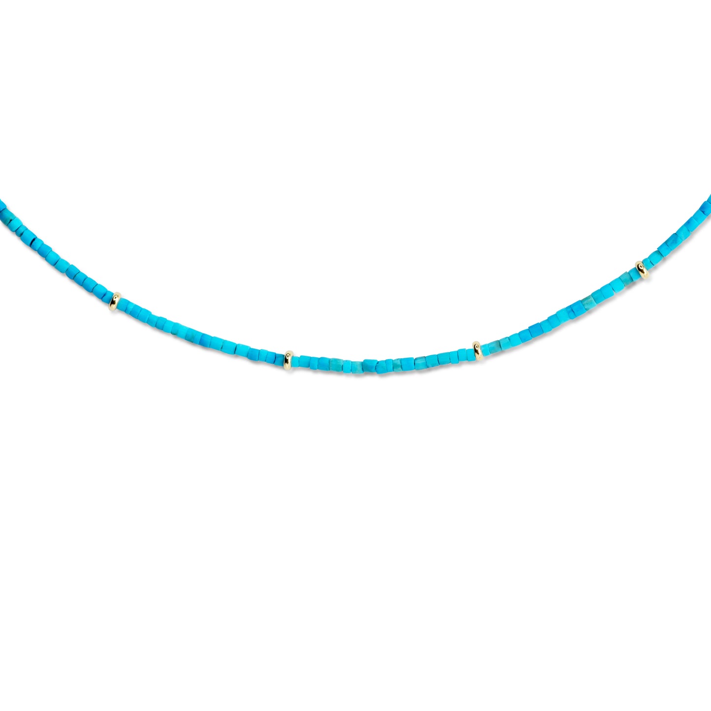 Tiny Turquoise Tube Gold Station Necklace