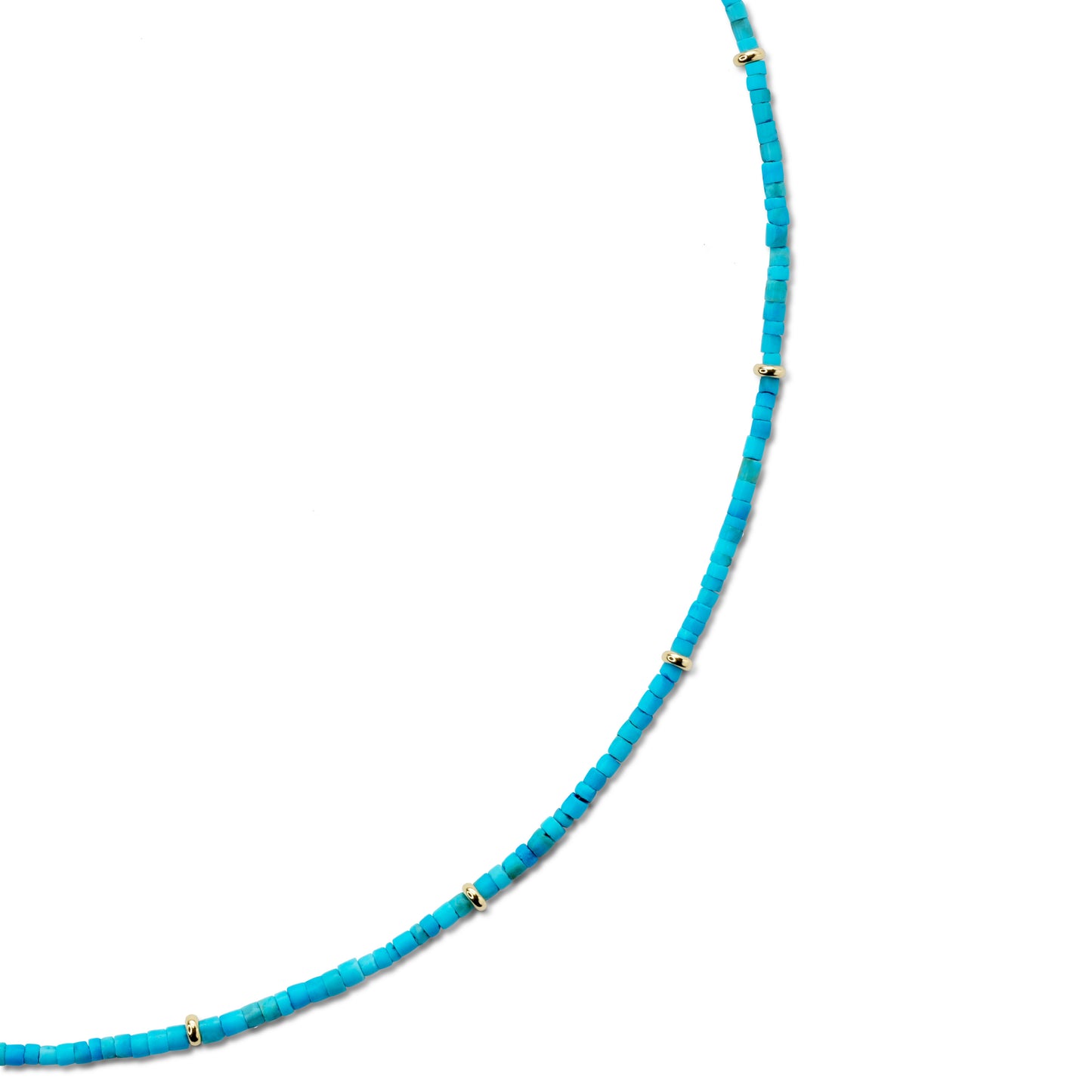 Tiny Turquoise Tube Gold Station Necklace