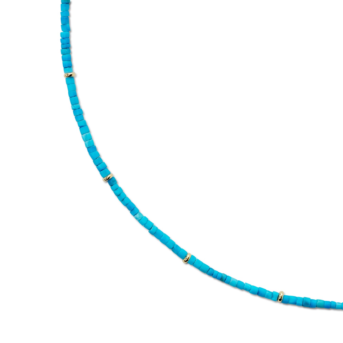 Tiny Turquoise Tube Gold Station Necklace