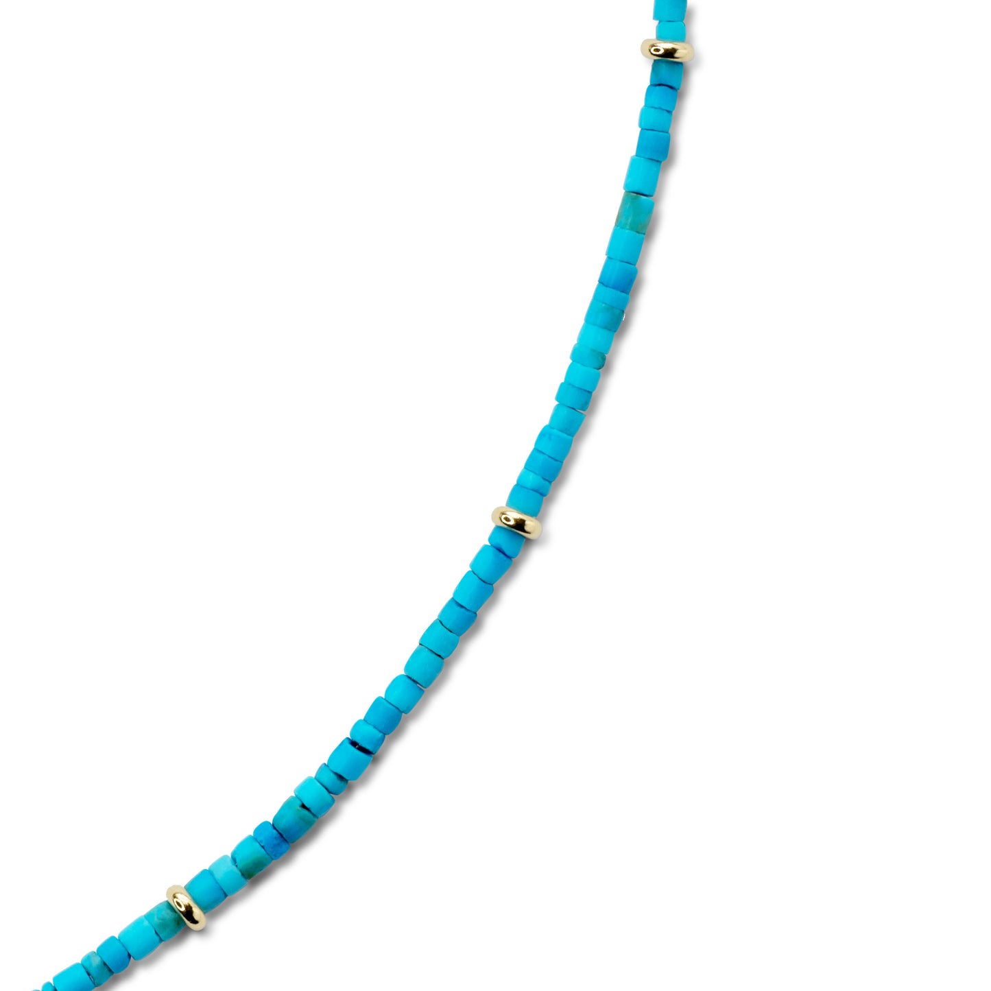 Tiny Turquoise Tube Gold Station Necklace