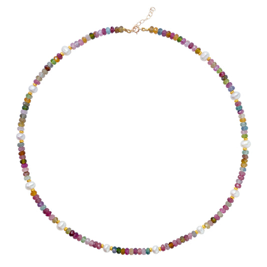 Tourmaline Pearl 14K Gold Necklace