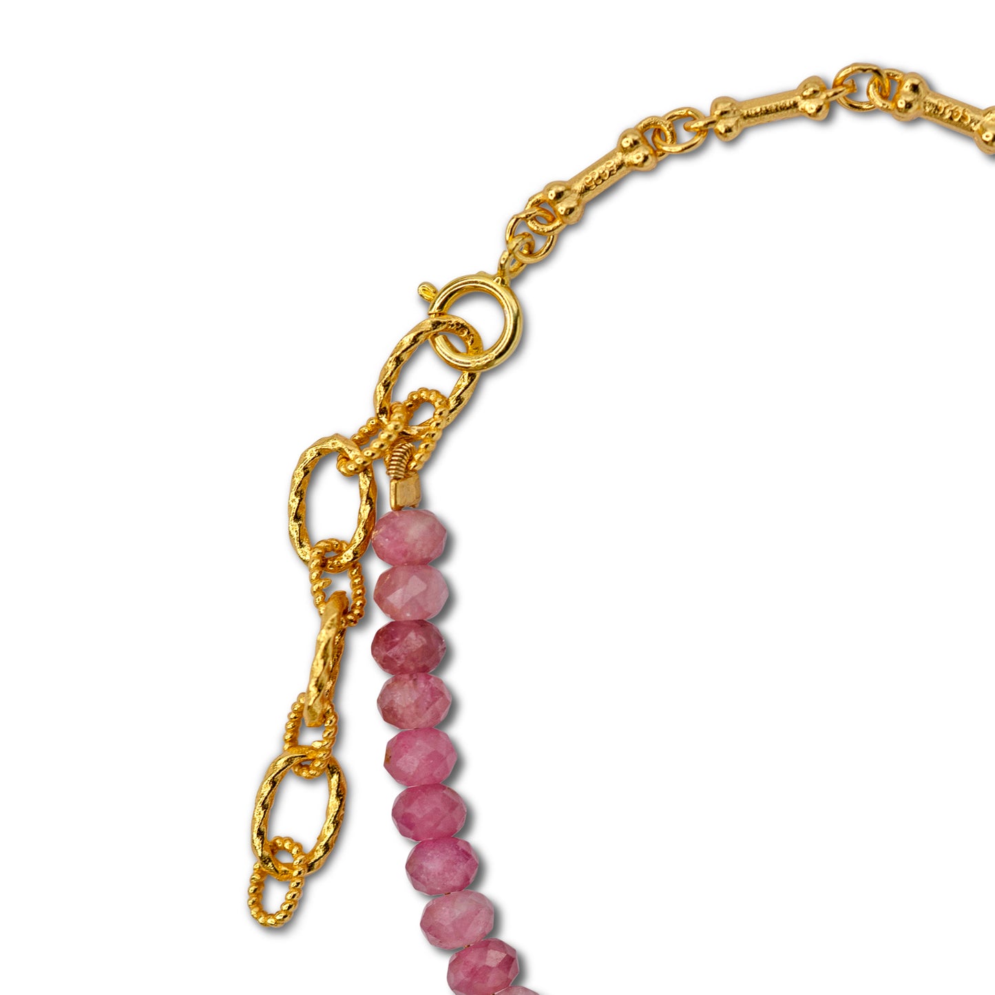 Pink Tourmaline & Dog Bone Chain Bracelet