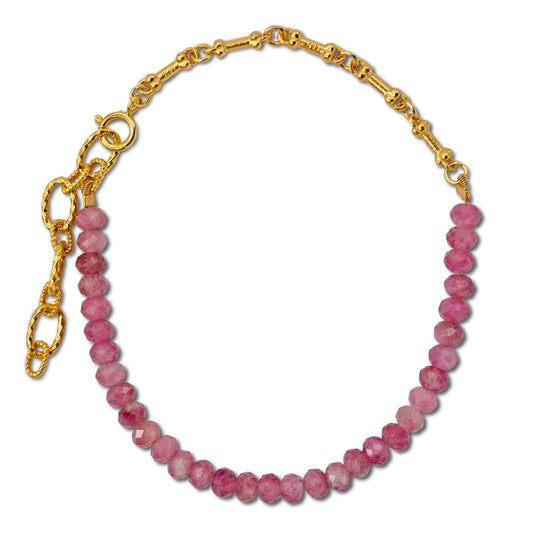 Pink Tourmaline & Dog Bone Chain Bracelet