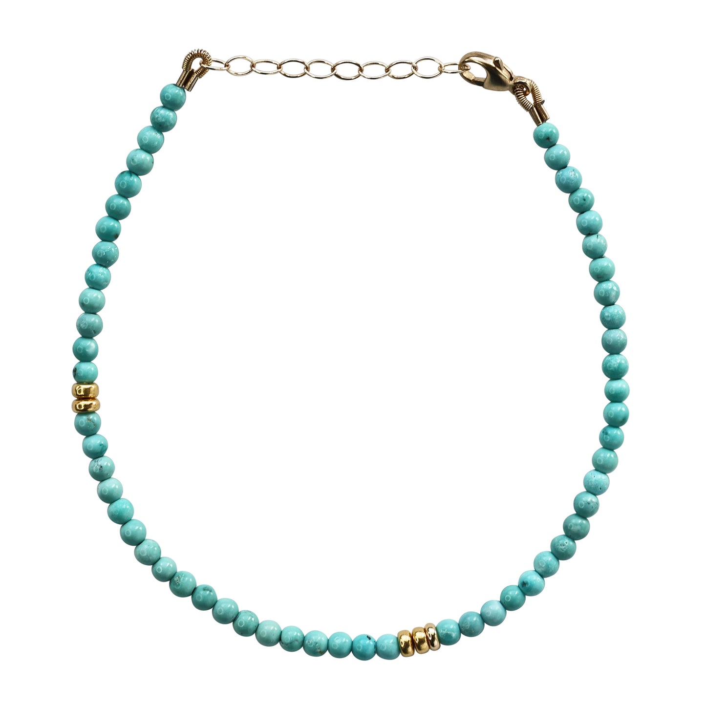 Birthstone December Turquoise Gold Bead Bracelet