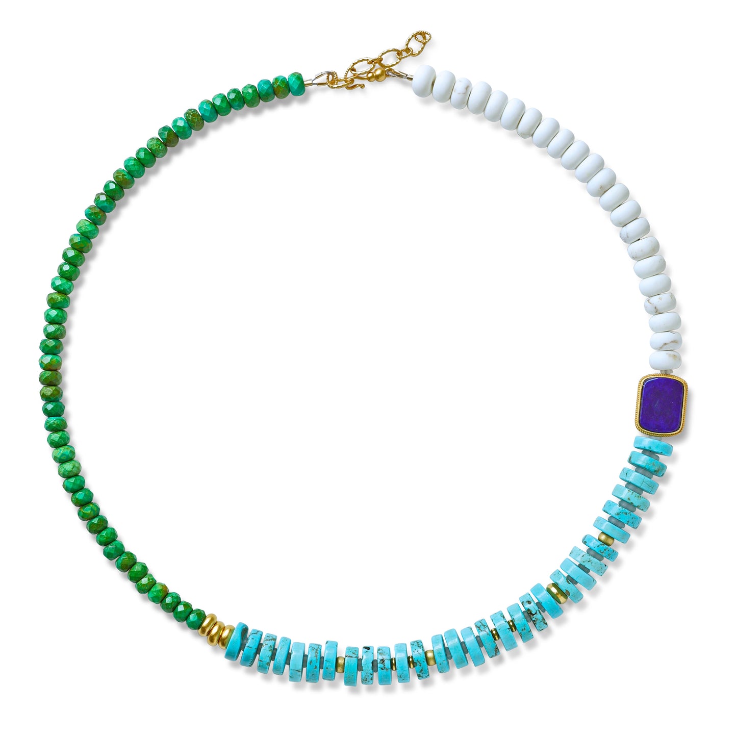 Turquoise Lapis Color Block Necklace