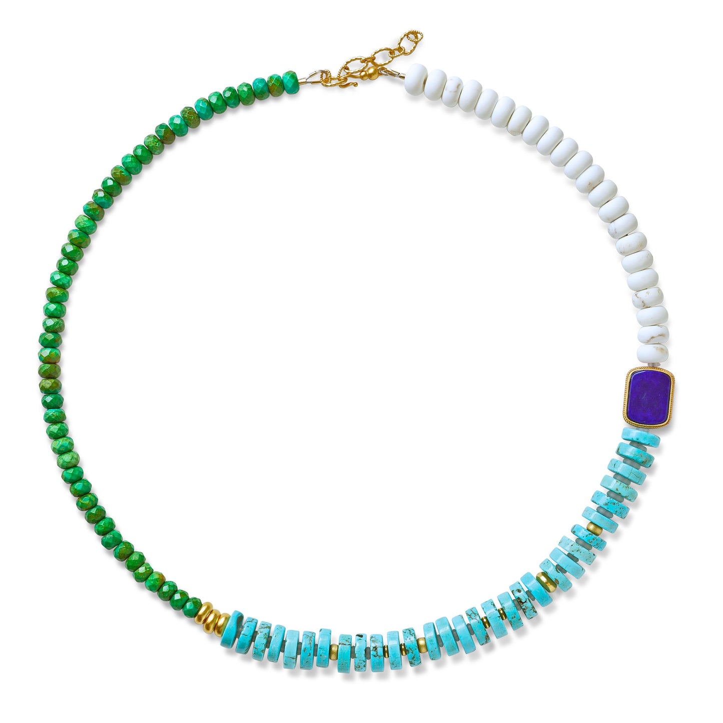 Turquoise Lapis Color Block Necklace