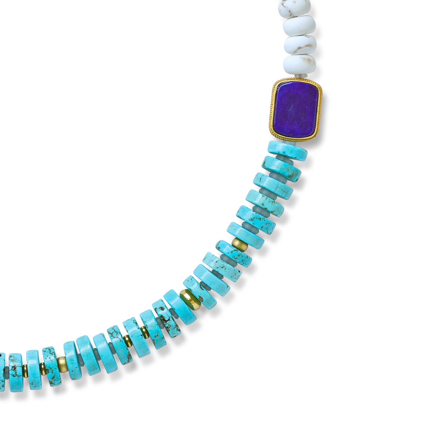 Turquoise Lapis Color Block Necklace
