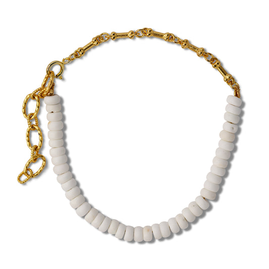 White Turquoise & Dog Bone Chain Bracelet